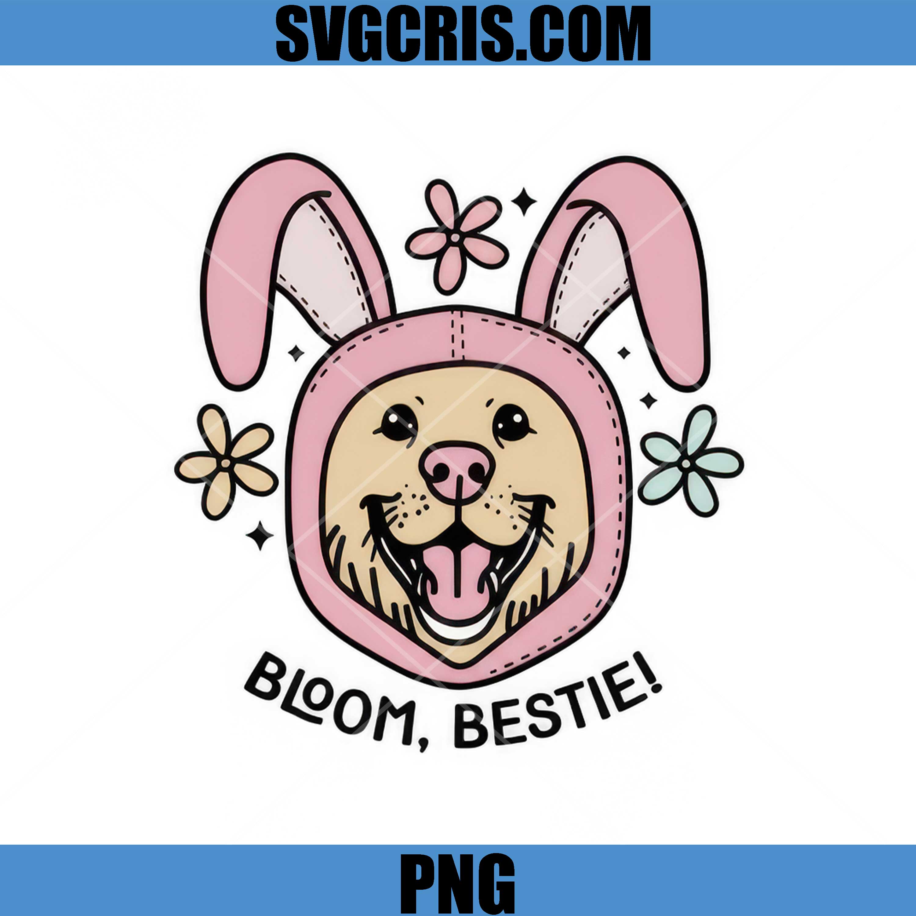 Cute Bunny Dog Bloom Bestie PNG, Easter Puppy PNG