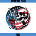 Skull Peace Sign American Flag PNG, Patriotic Skeleton Hand PNG
