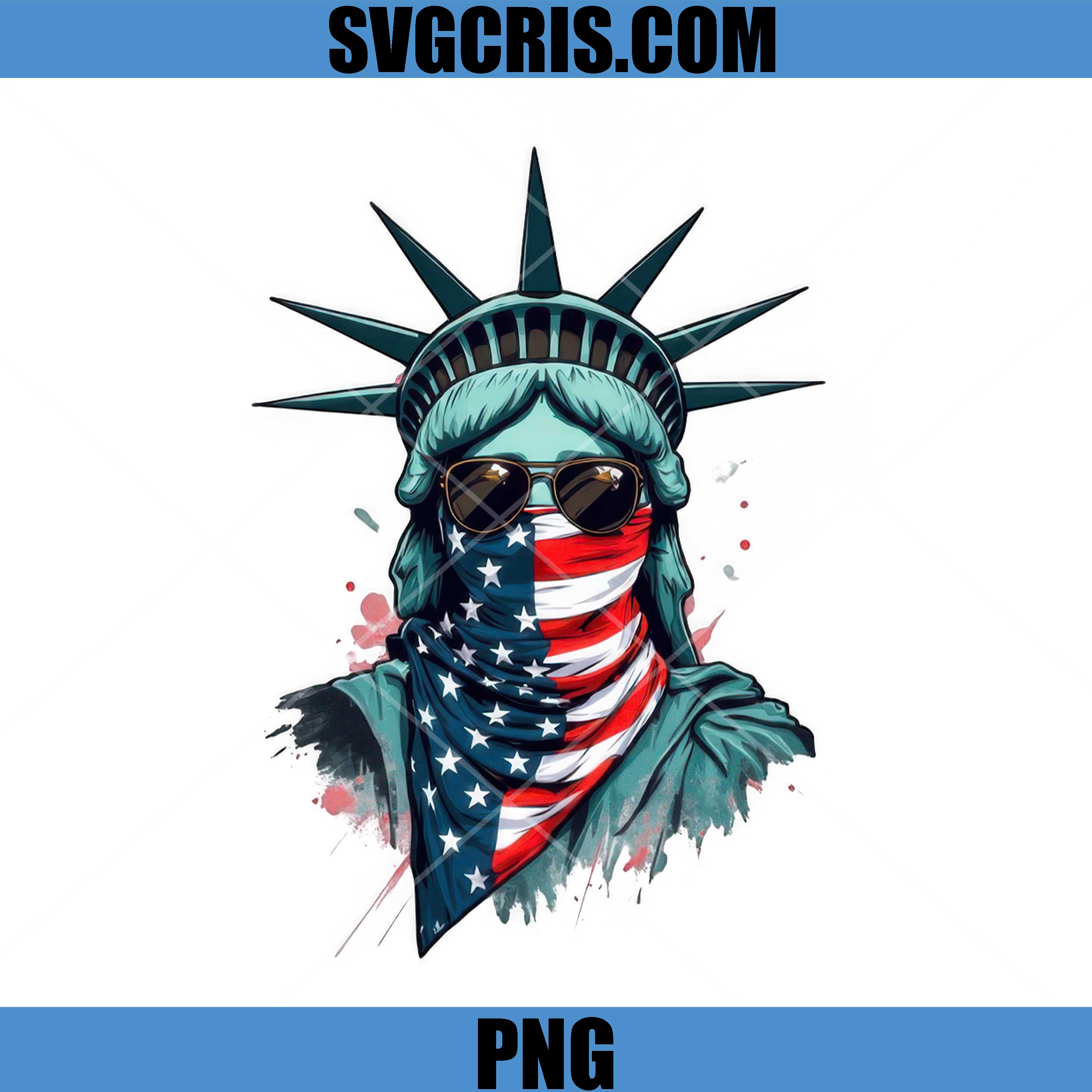 Statue Of Liberty USA Bandana PNG, American Flag Style PNG
