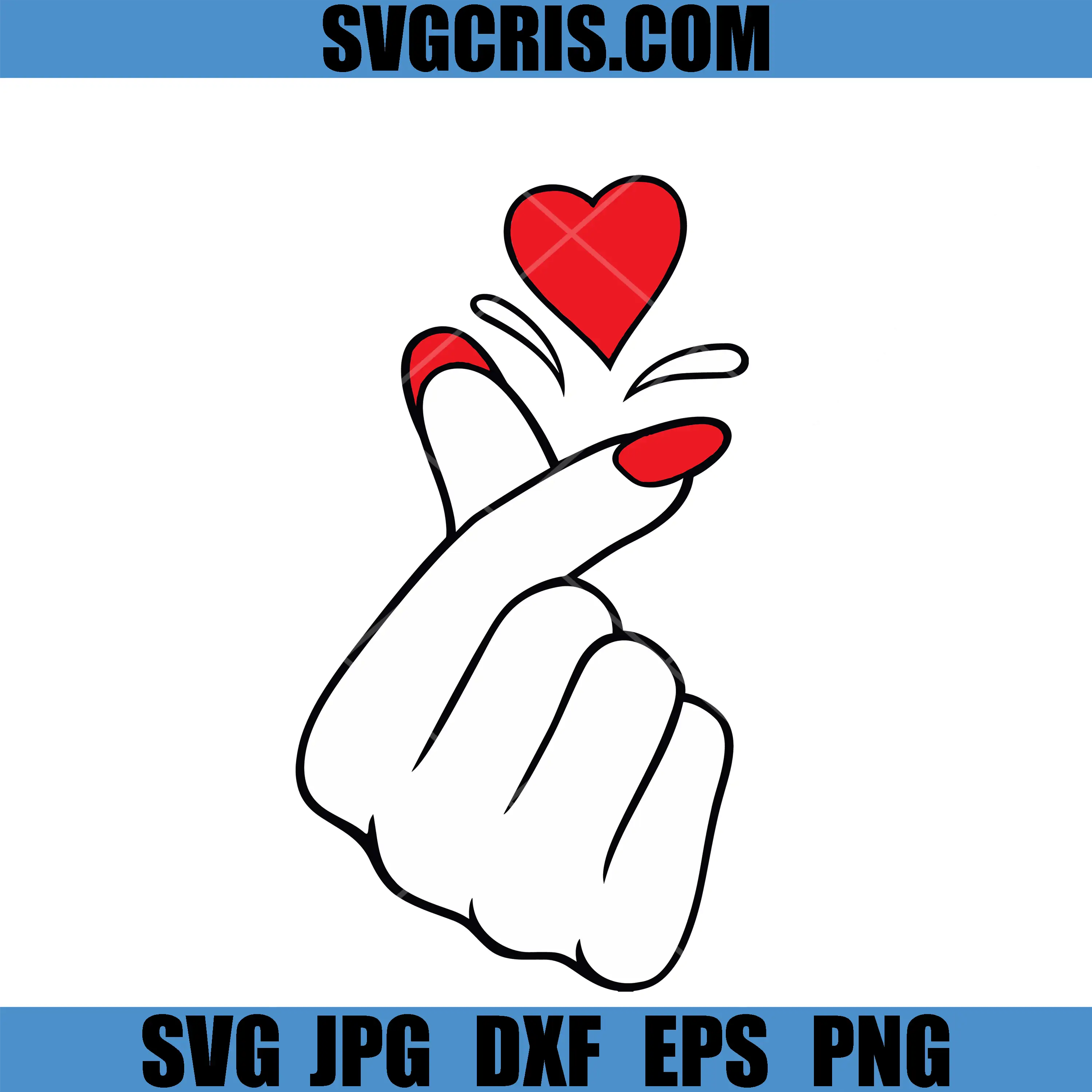 Finger Heart Hand Gesture SVG, Cute Love Hand With Red Heart SVG