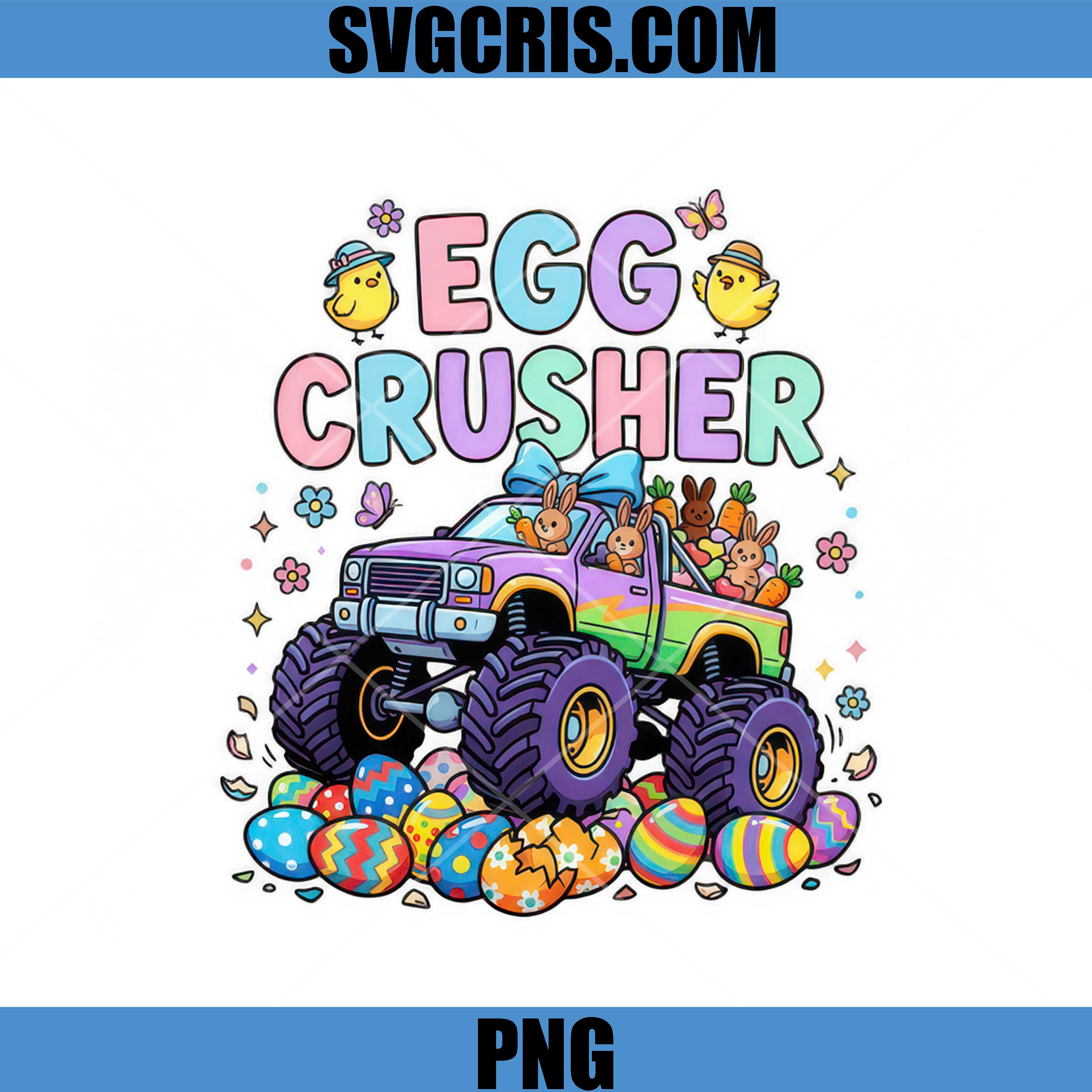 Egg Crusher PNG, Monster Truck Easter Bunny PNG, Funny Easter Egg Crusher PNG
