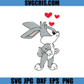 Cute Bunny In Love SVG, Cartoon Rabbit With Floating Hearts SVG