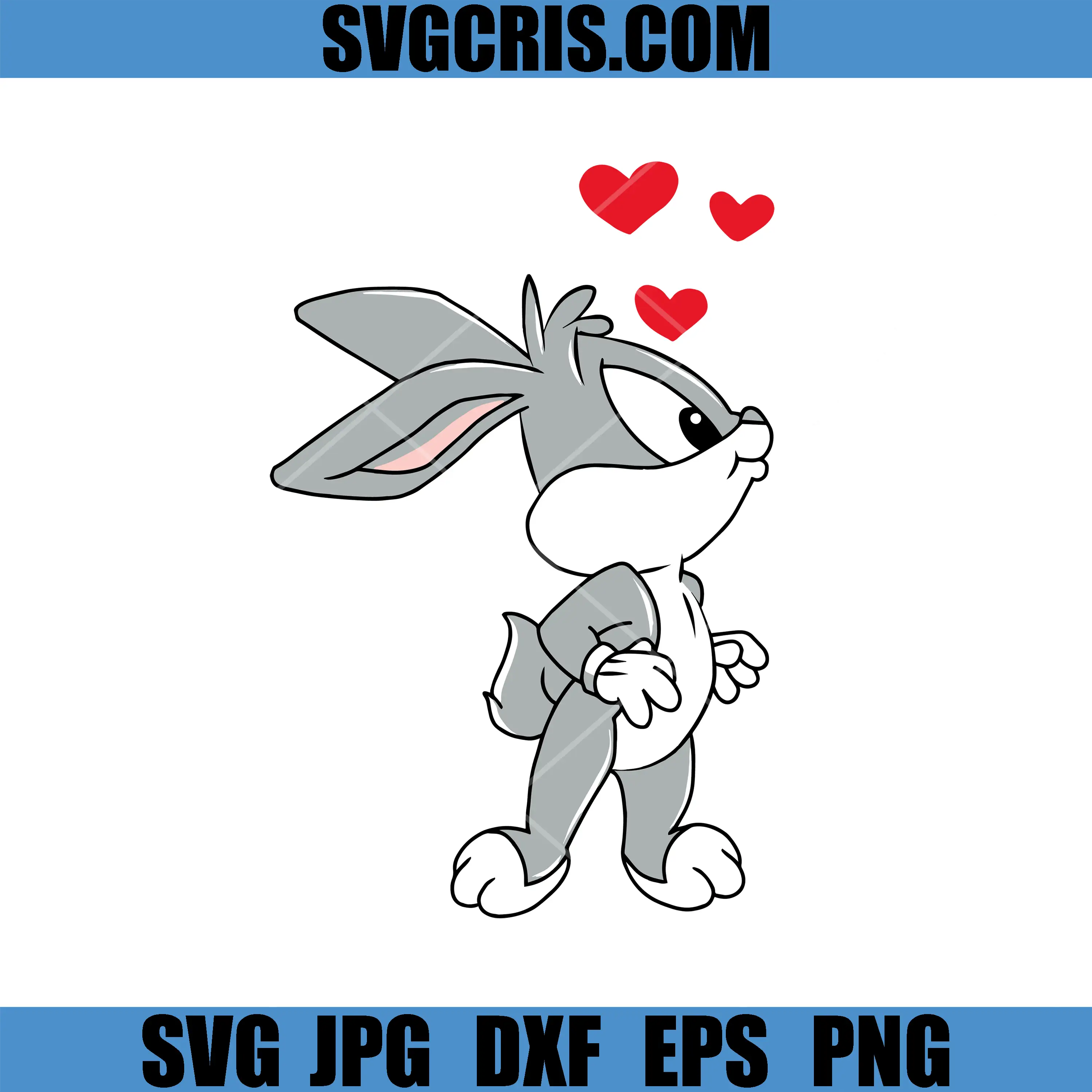 Cute Bunny In Love SVG, Cartoon Rabbit With Floating Hearts SVG