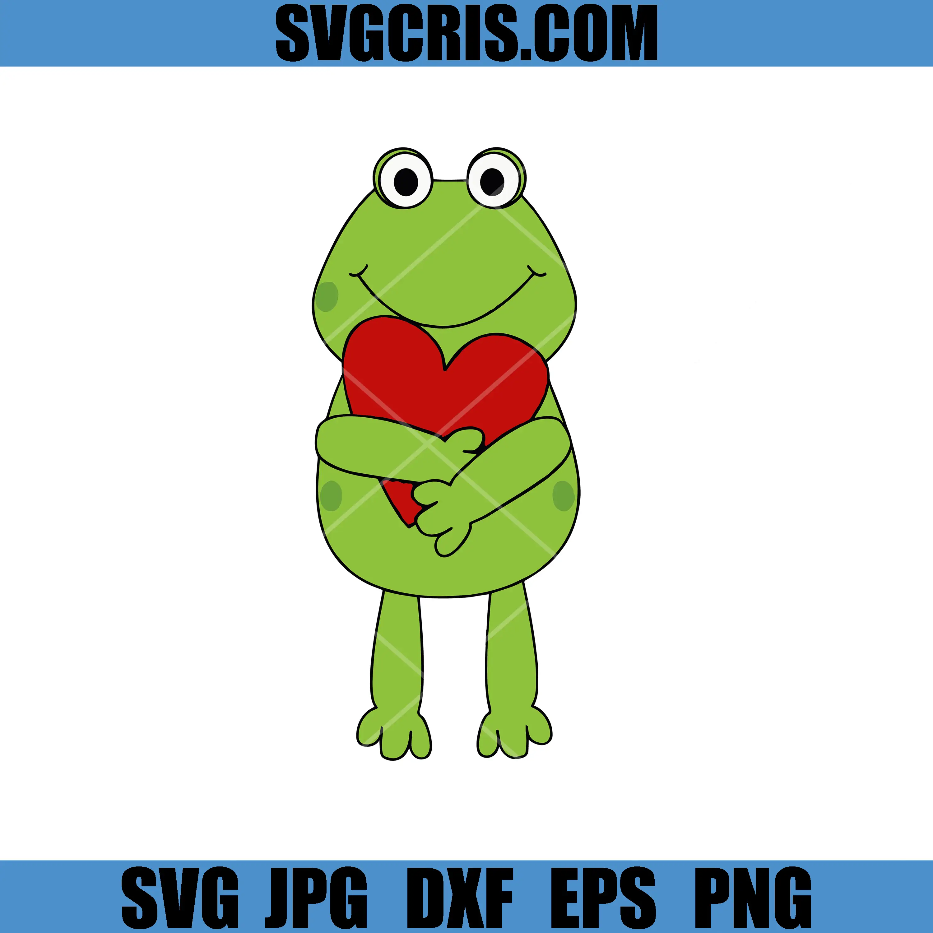 Cute Frog Holding Heart SVG, Green Frog Love Valentine SVG