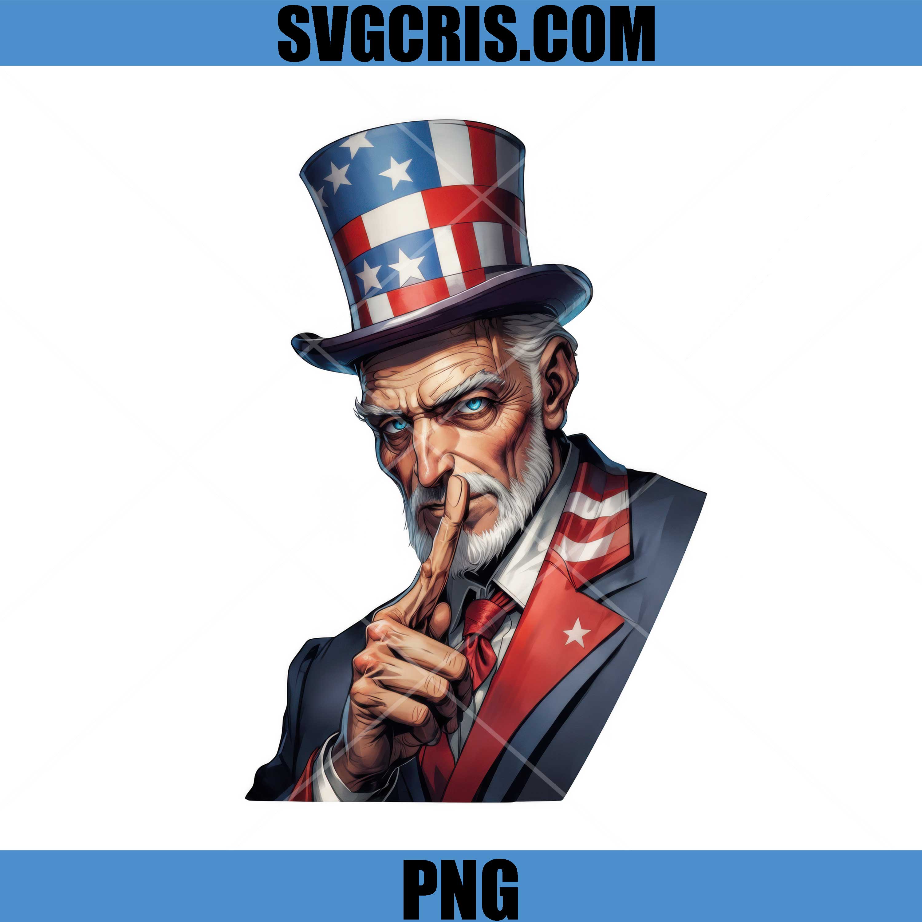 American Uncle Sam Silence Gesture PNG, Patriotic USA Sam Art PNG