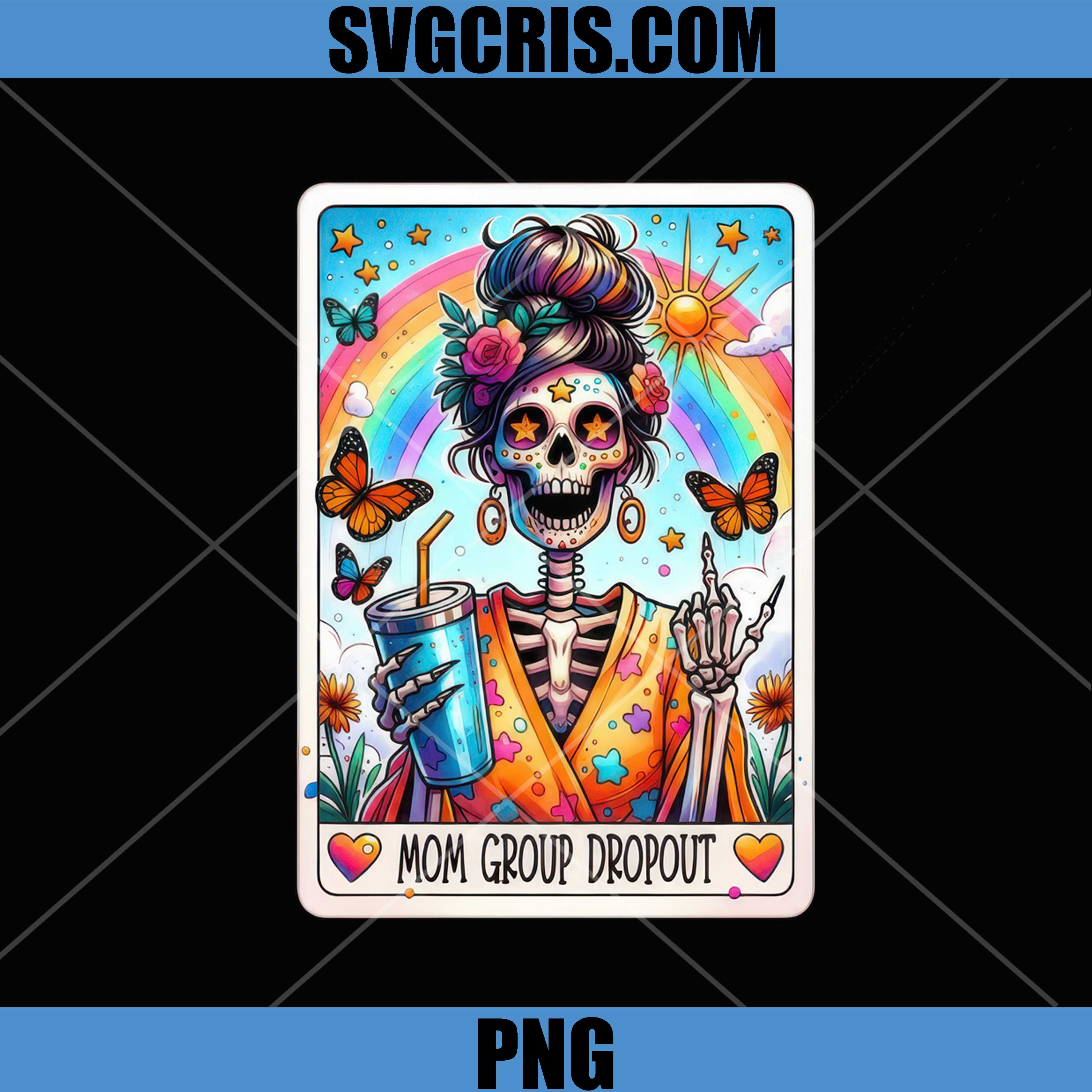 Mom Group Dropout Skeleton PNG, Colorful Skull Rainbow PNG