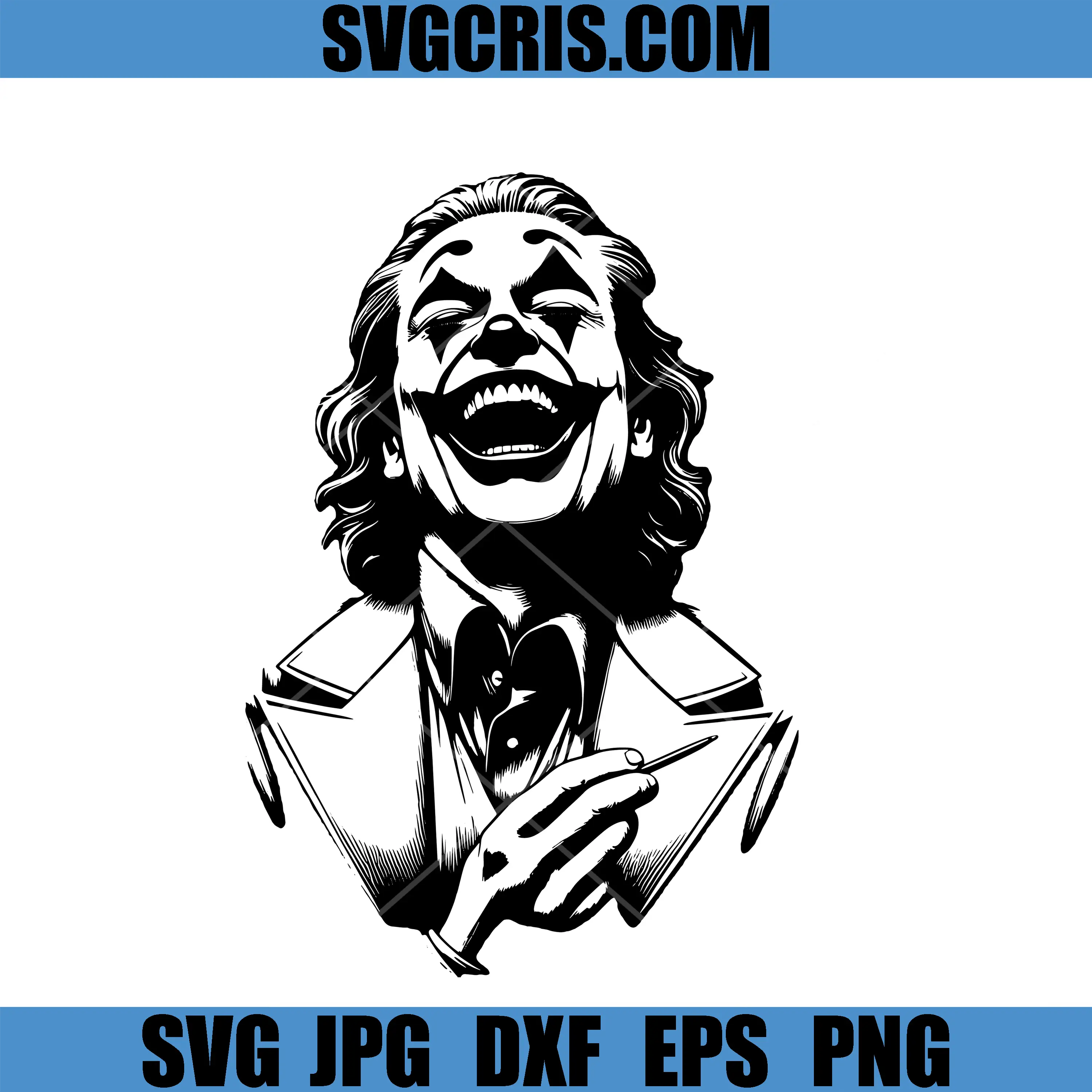 Joker Laughing Portrait SVG, DC Joker Villain Art SVG
