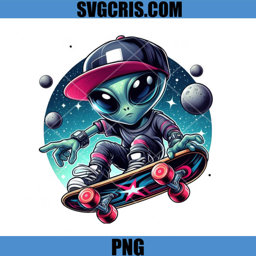 Cool Alien Skateboard Space Design PNG, Street Style Galaxy Art PNG