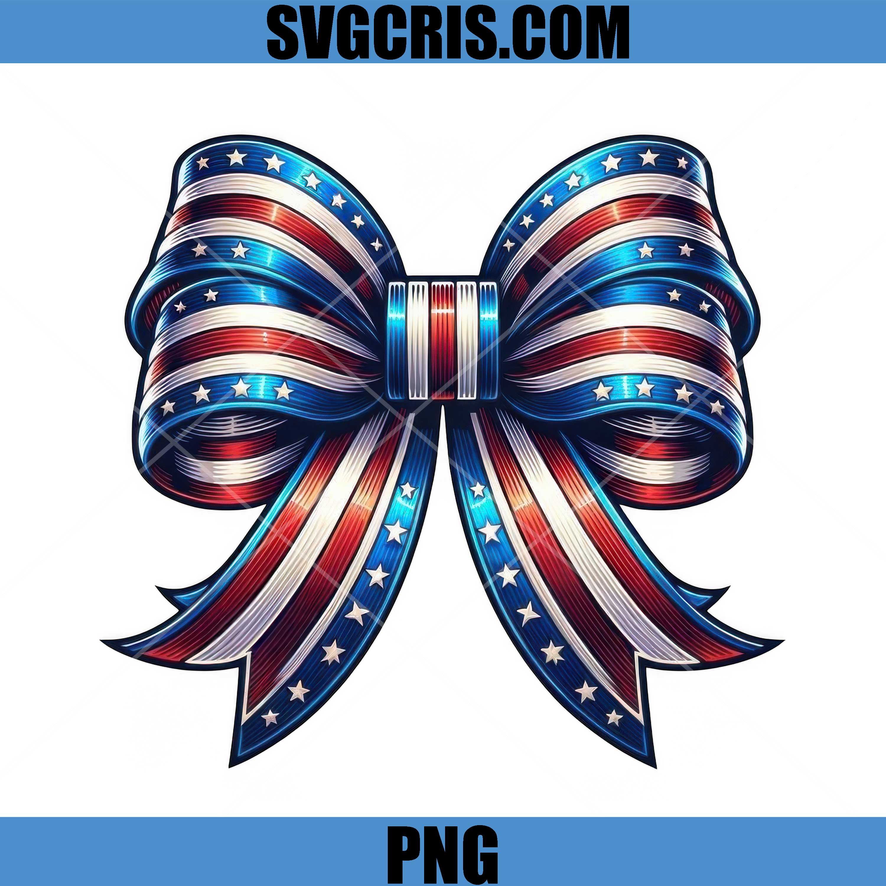 Patriotic American Flag Bow Design PNG, Stars Stripes Ribbon PNG