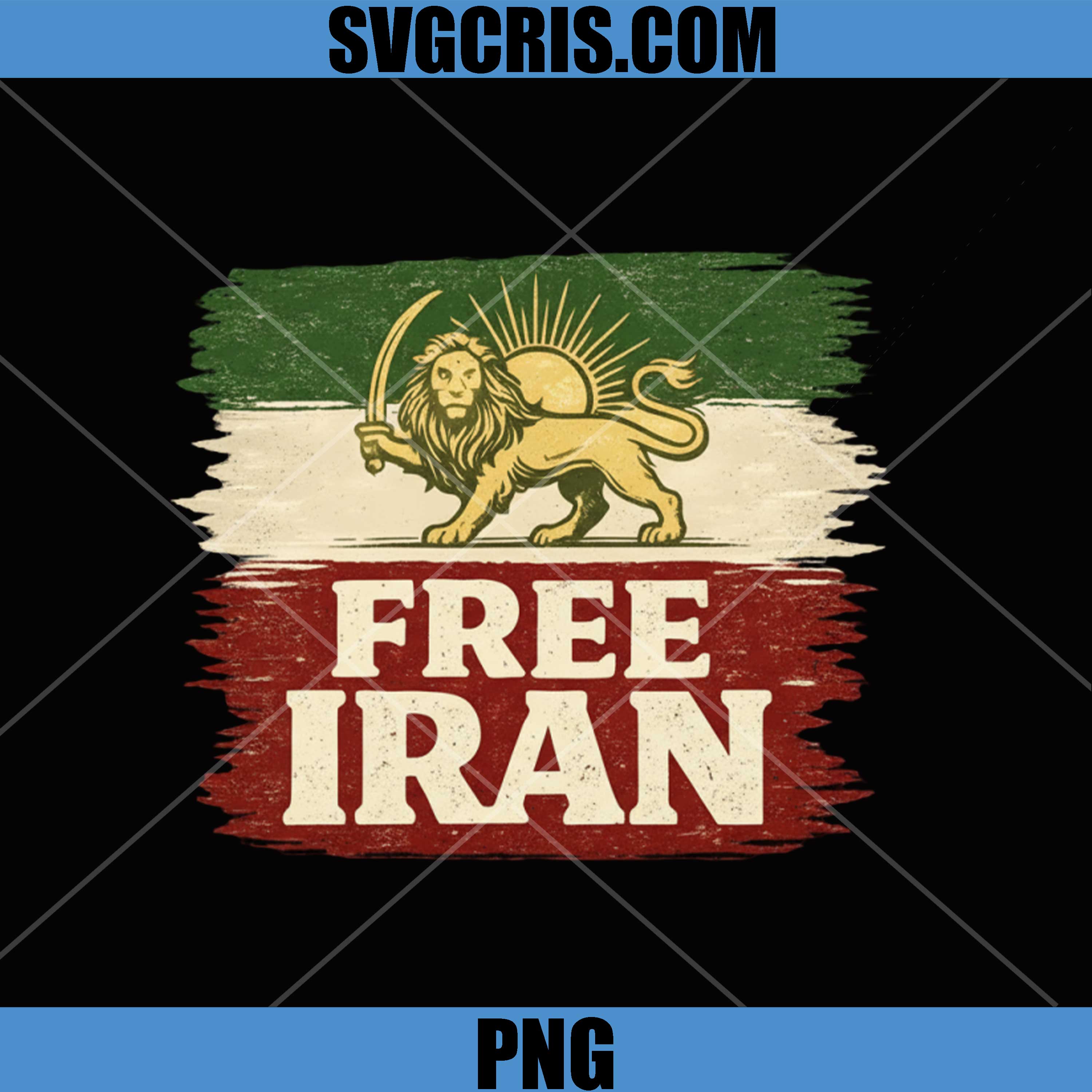 Free Iran Lion And Sun Flag PNG, Iran Freedom Vintage Flag PNG