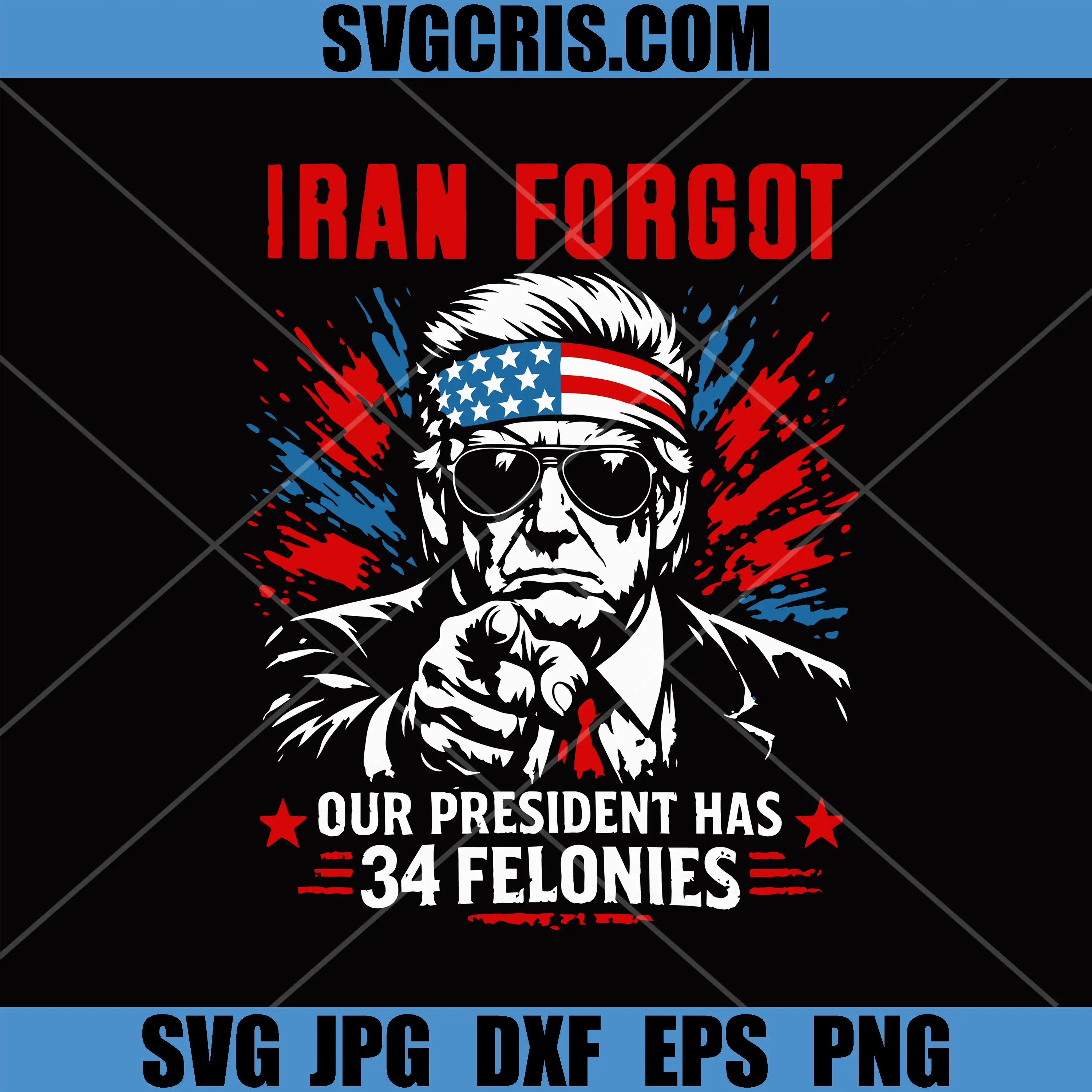 Iran Forgot Our President Has 34 Felonies SVG, Patriotic Political Statement SVG