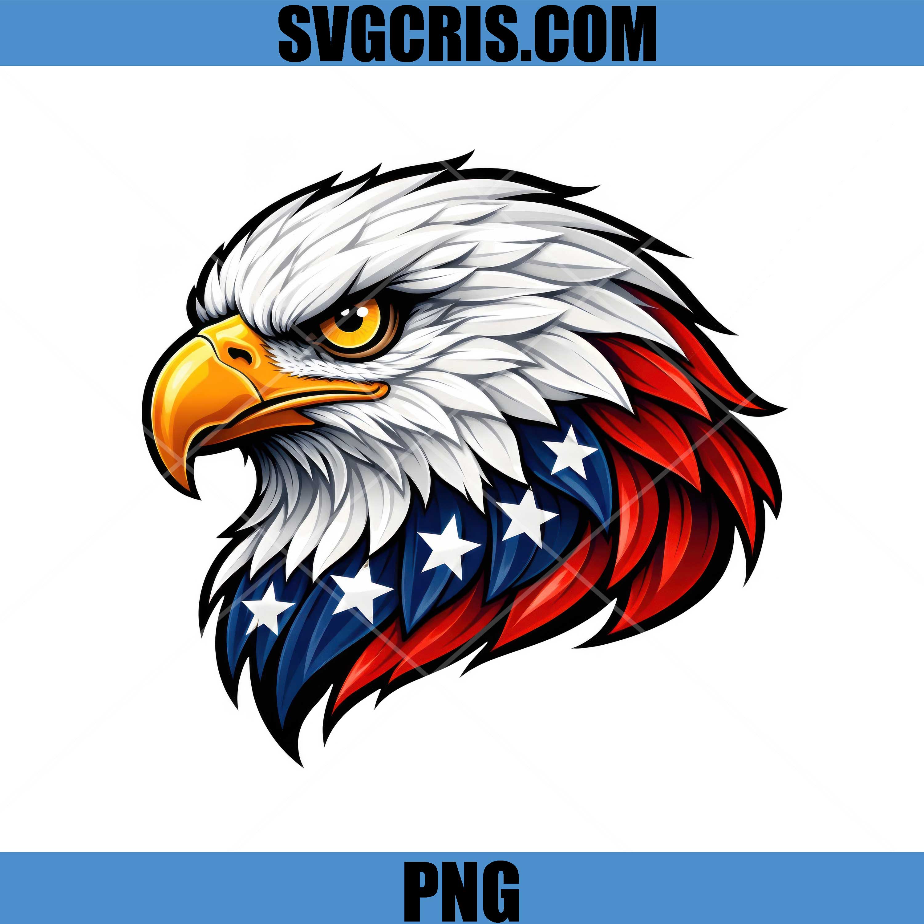 American Eagle Head USA Flag Design PNG, USA Flag Eagle Head Graphic PNG