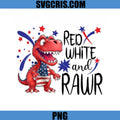 Red White And Rawr PNG, Dinosaur USA Flag PNG, Patriotic T Rex Cartoon PNG