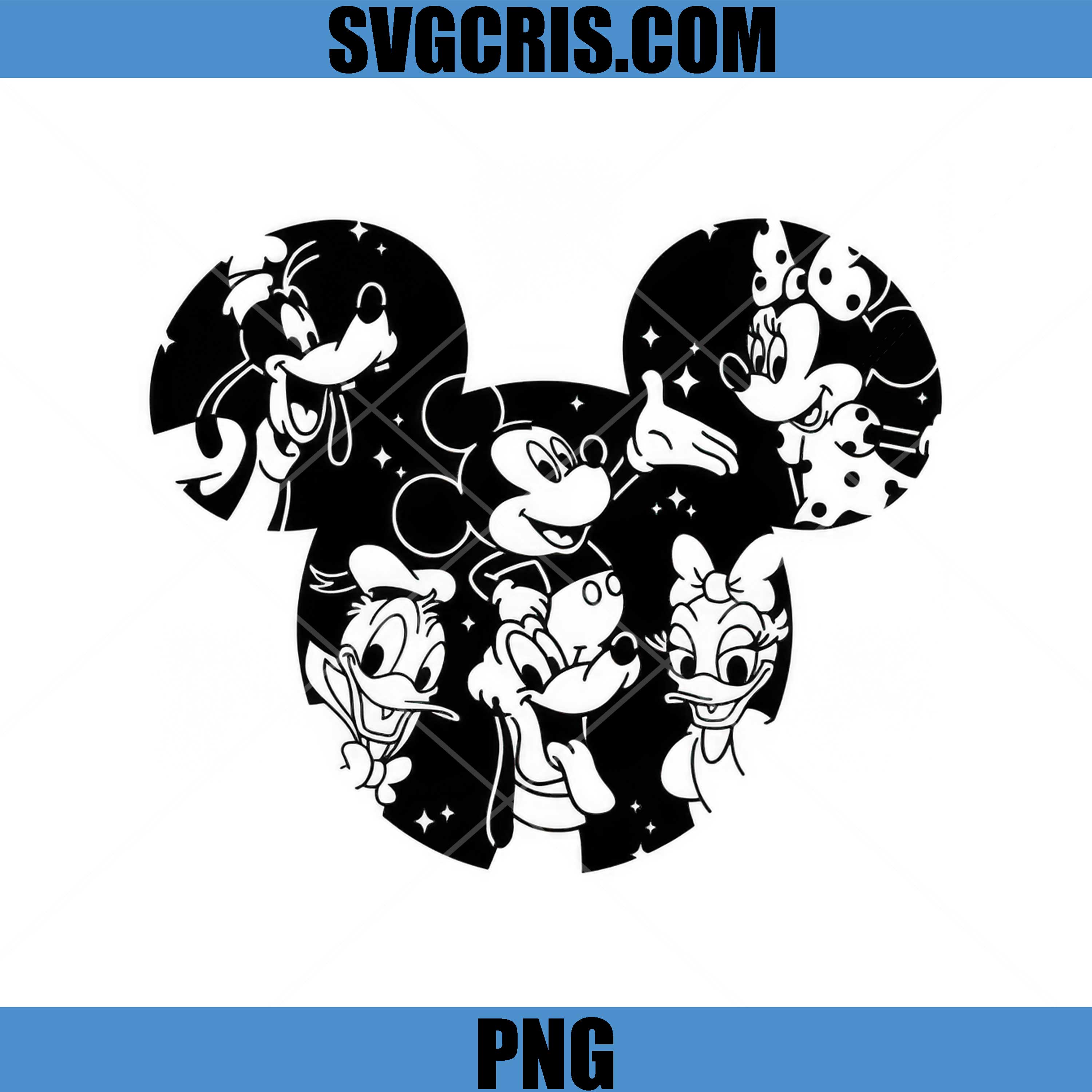 Mickey Minnie Donald Daisy Goofy Silhouette PNG, Disney Friends Head PNG