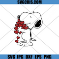 Snoopy Inspired Valentine Love SVG, Cute Dog Hug Hearts SVG