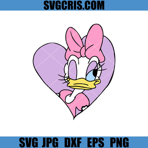 Cute Duck Heart SVG, Pink Bow Cartoon Valentine Love Art SVG