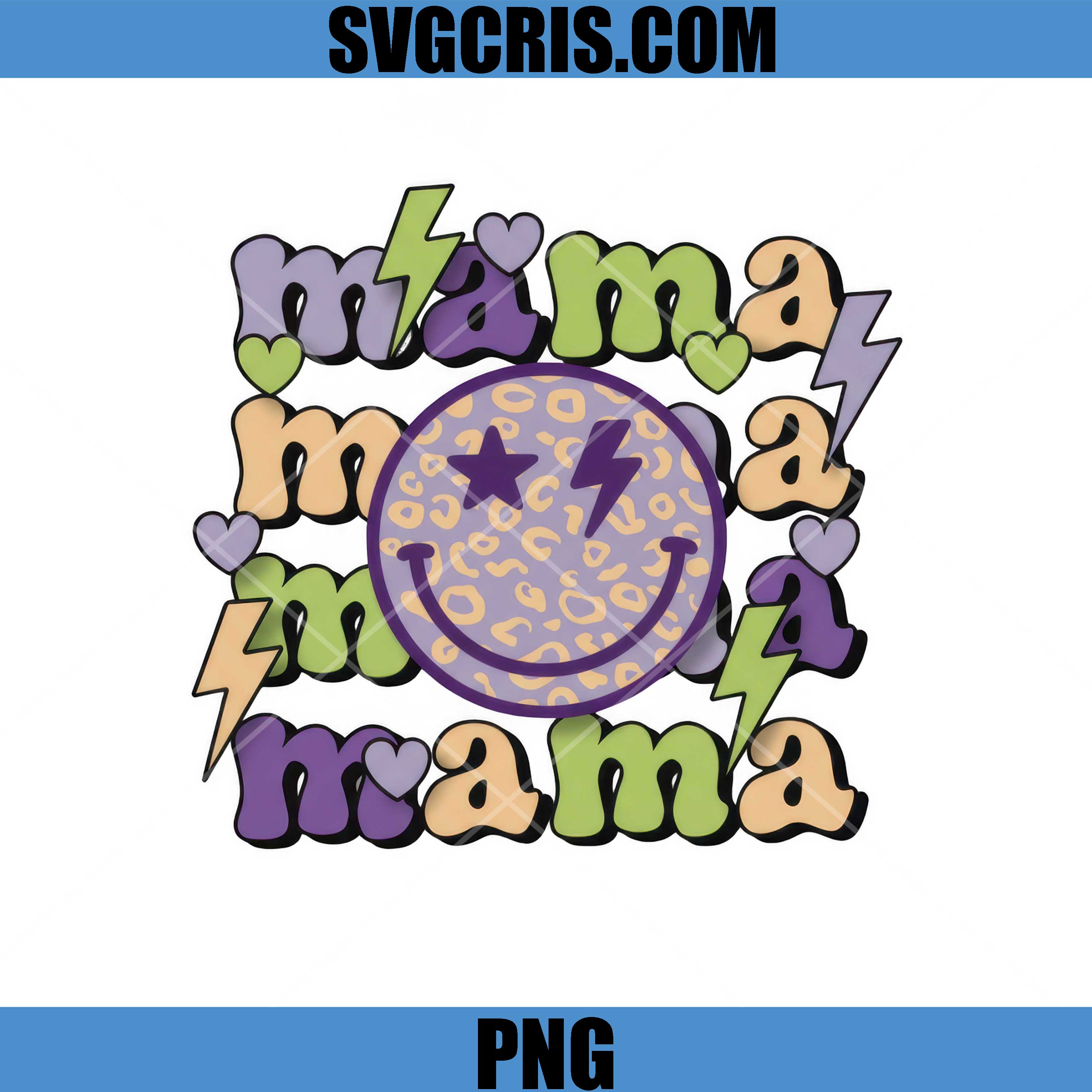 Mama Smiley Lightning Cute Retro Style PNG, Mama Day PNG