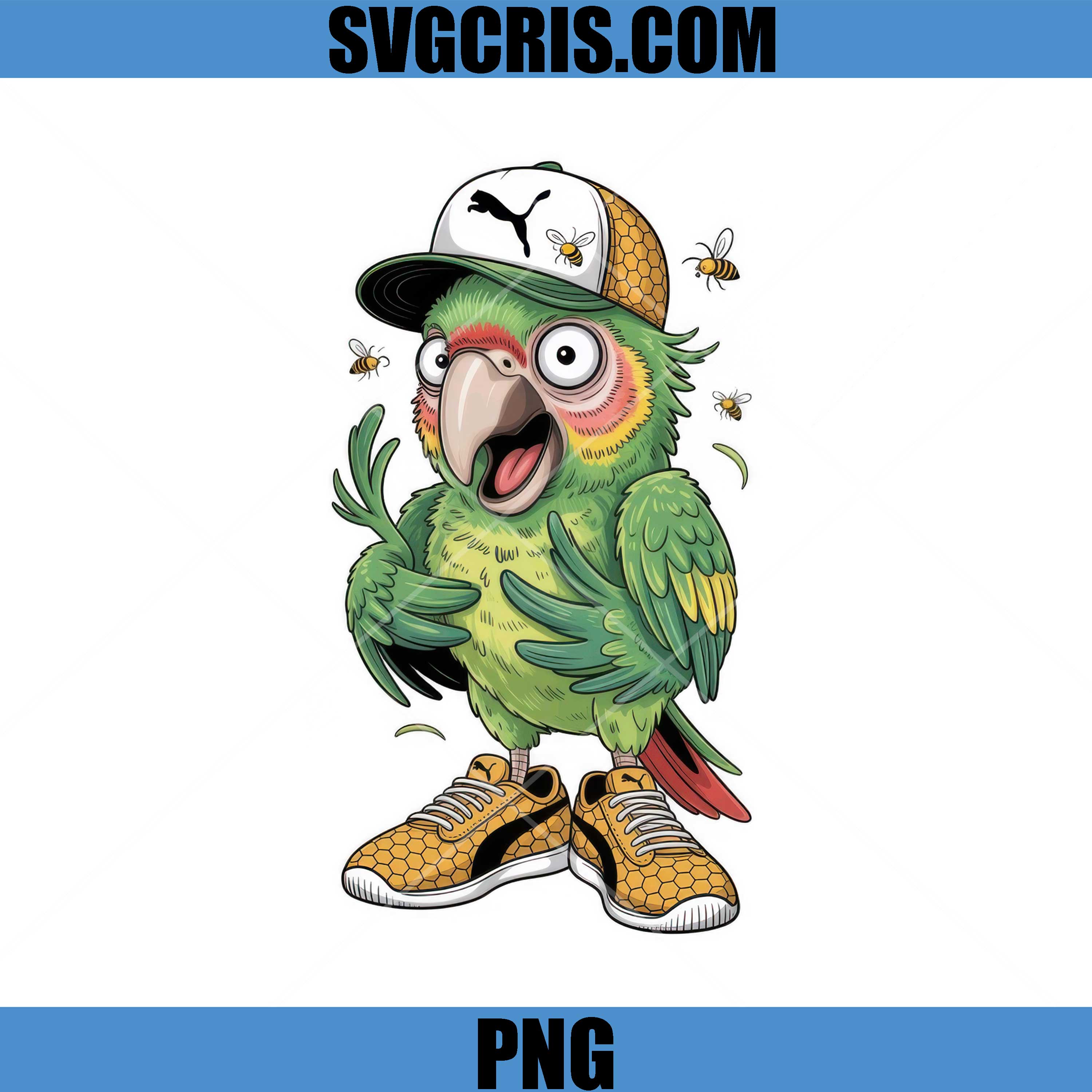 Green Parrot In Sneakers Puma PNG, Cartoon Parrot Bird Style PNG