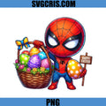 Spiderman Easter Bunny With Eggs Basket PNG, Cute Easter Hero PNG