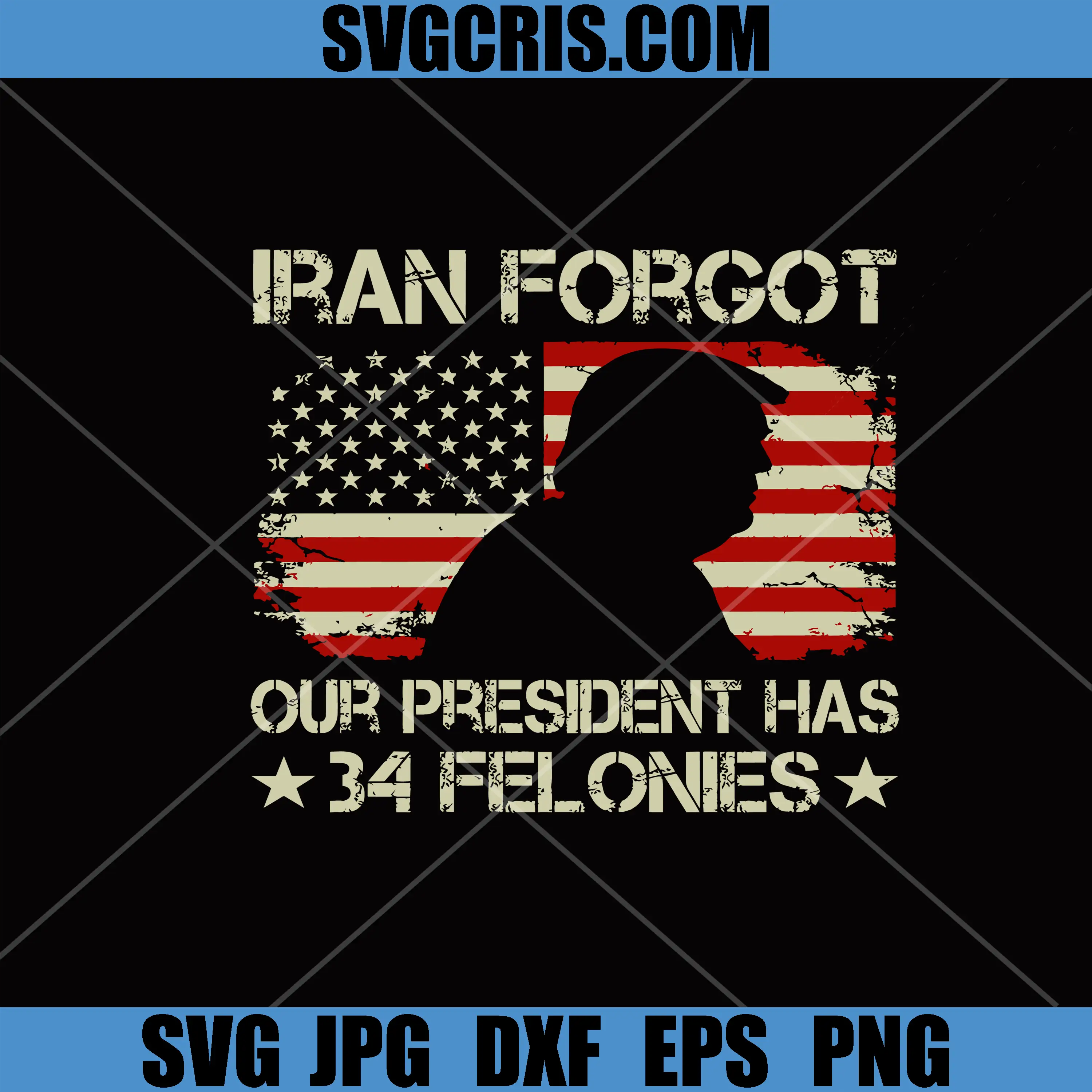 Iran Forgot Our President Has 34 Felonies SVG, Patriotic American Flag SVG