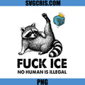 Raccoon Fuck ICE Protest Design PNG, No Human Is Illegal Quote PNG