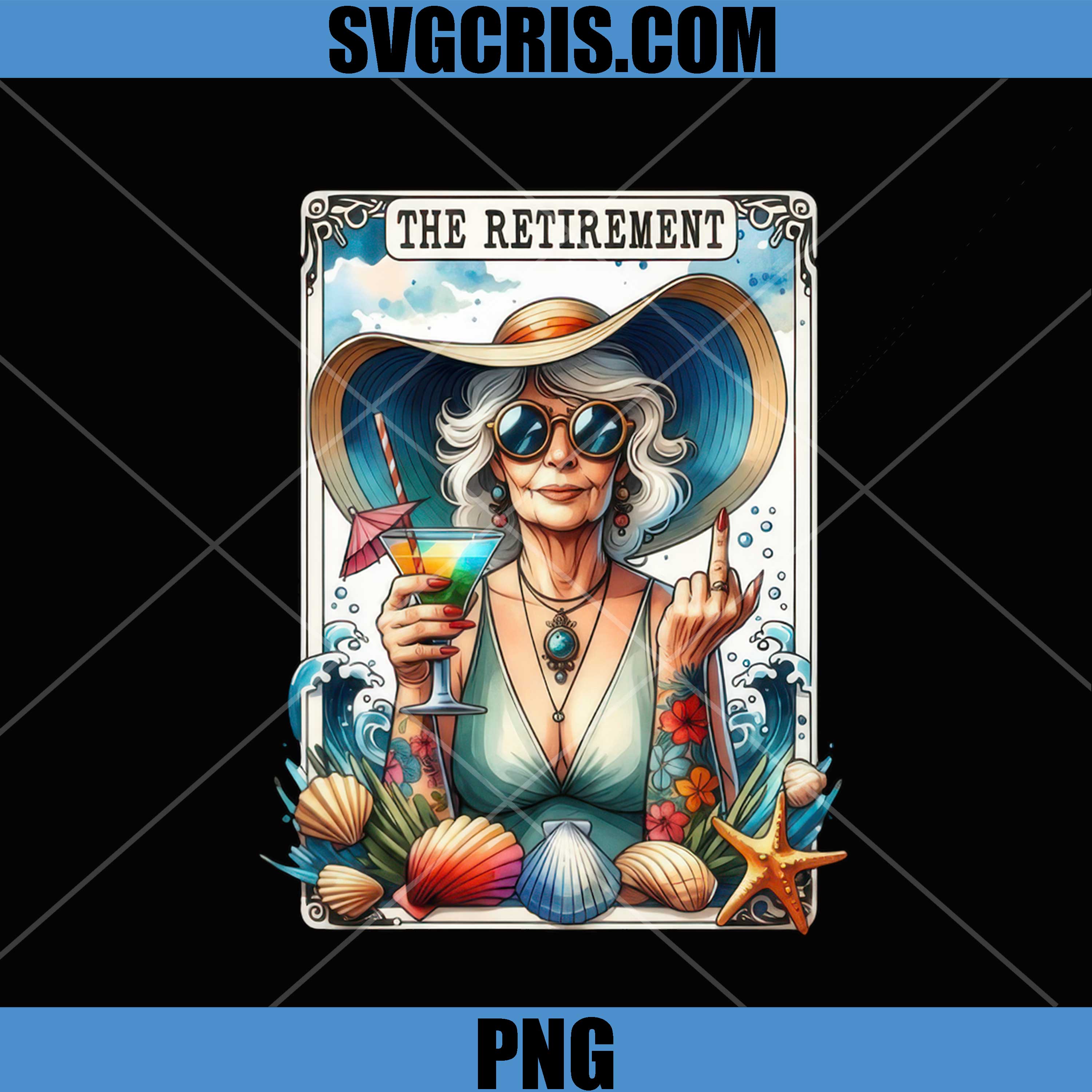 The Retirement PNG, Funny Beach Grandma PNG, Sassy Old Lady PNG