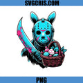 Dark Horror Bunny Holding Knife PNG, Creepy Easter Egg Basket Bunny PNG