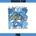 In April We Wear Blue PNG, Autism Awareness Puzzle Bow PNG