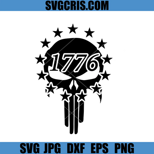 1776 Skull Patriotic Stars SVG, American Freedom Skull SVG