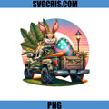 Easter Bunny In Pickup Truck PNG, Vintage Easter Egg Farm Truck PNG