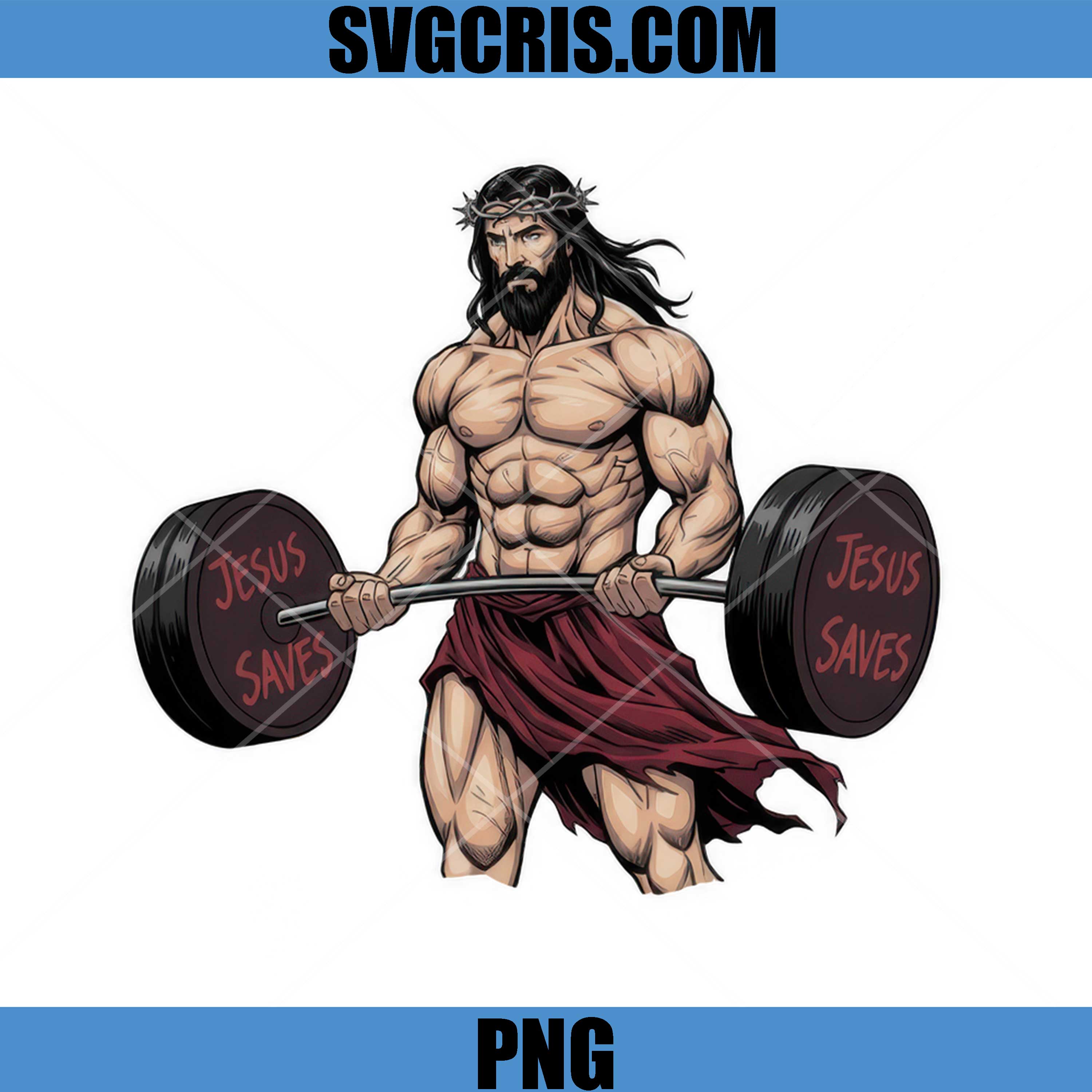 Strong Jesus Gym PNG, Faith Fitness Religious Workout Graphic PNG