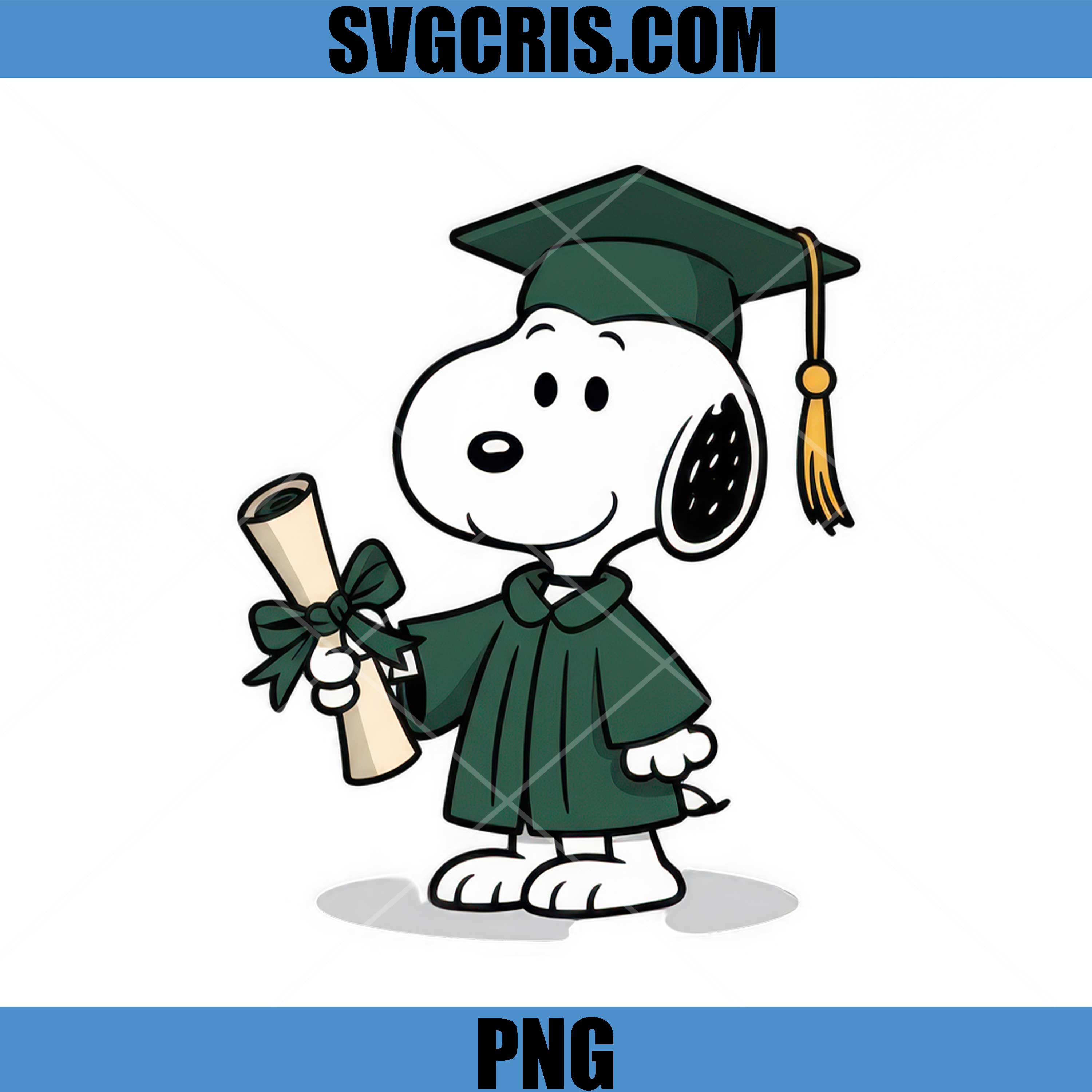 Snoopy Graduation Cap Holding Diploma PNG, Cute Cartoon Graduate Dog PNG
