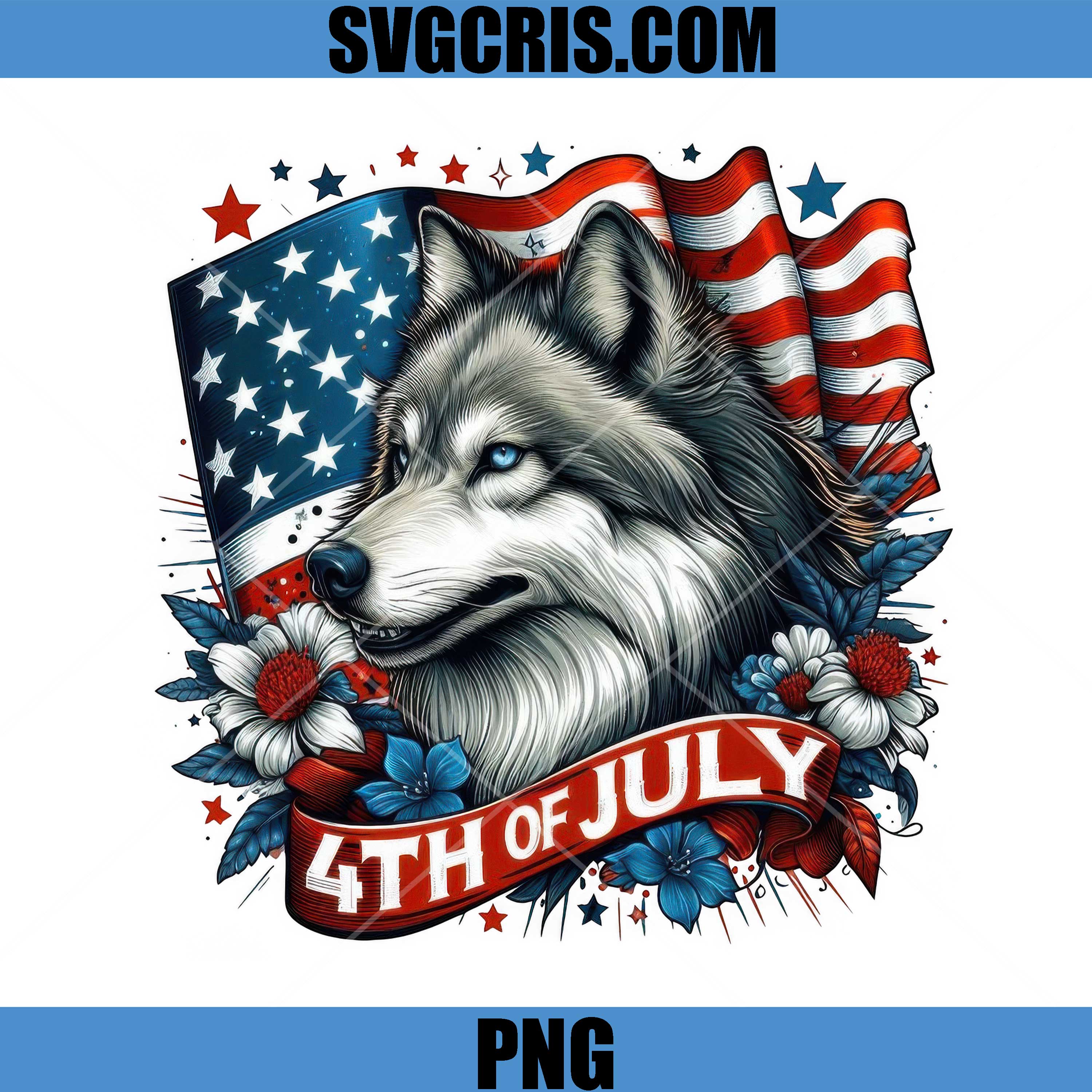 Husky Dog USA Flag 4th Of July Design PNG, Husky Dog Patriotic USA Flag July 4th PNG