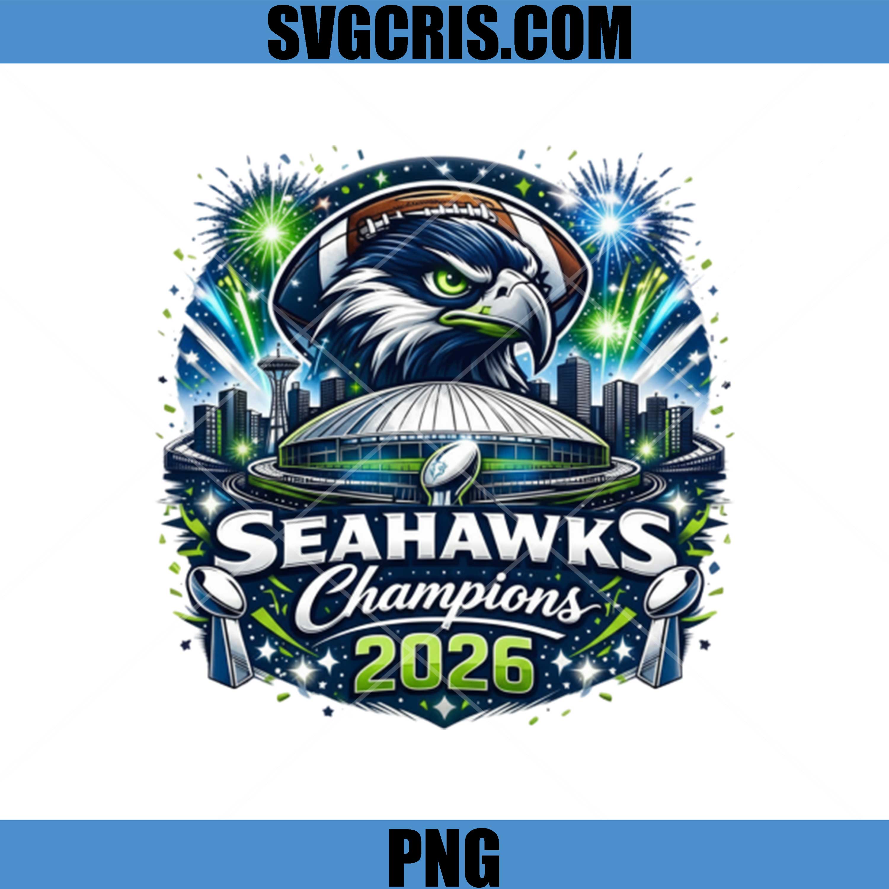 Seahawks Champions 2026 Football Design PNG, Seattle Football Fan Art PNG