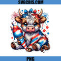 Patriotic Highland Cow Ice Cream PNG, Cute 4th Of July Cow PNG