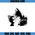 Masked Hero Batman Couple SVG, Romantic Comic Love Silhouette Art SVG