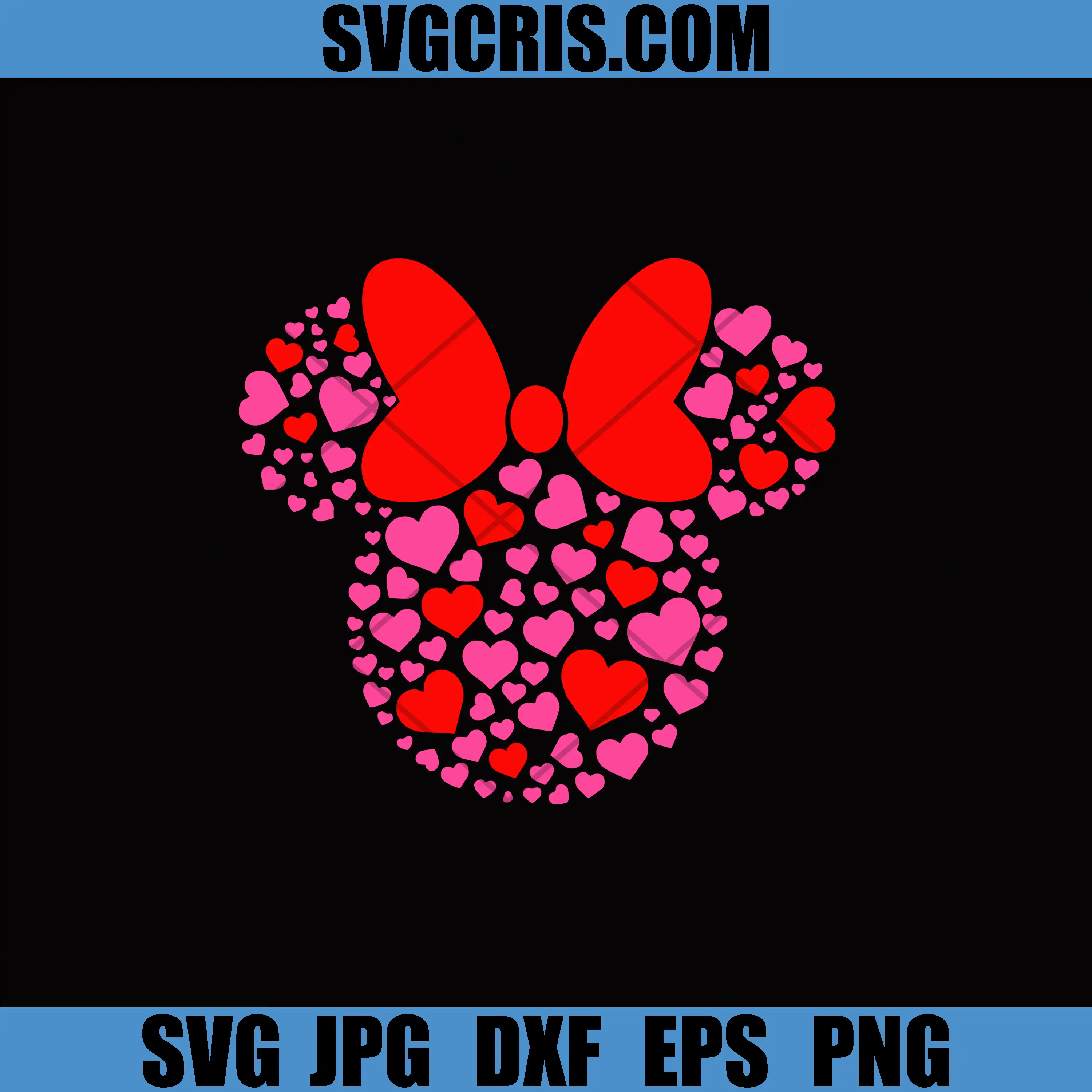 Minnie Heart Silhouette SVG, Valentine Love Heart Minnie SVG, Valetine Day SVG