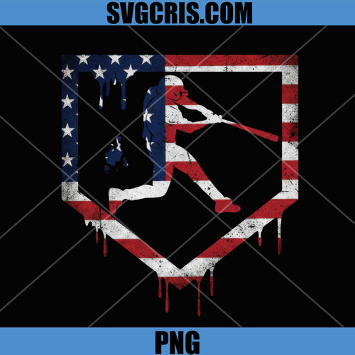 Baseball Player USA Flag Home Plate PNG, Patriotic Baseball Silhouette PNG