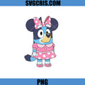 Bluey Minnie Style Pink Bow Polka Dot Dress PNG, Cute Cartoon Dog PNG