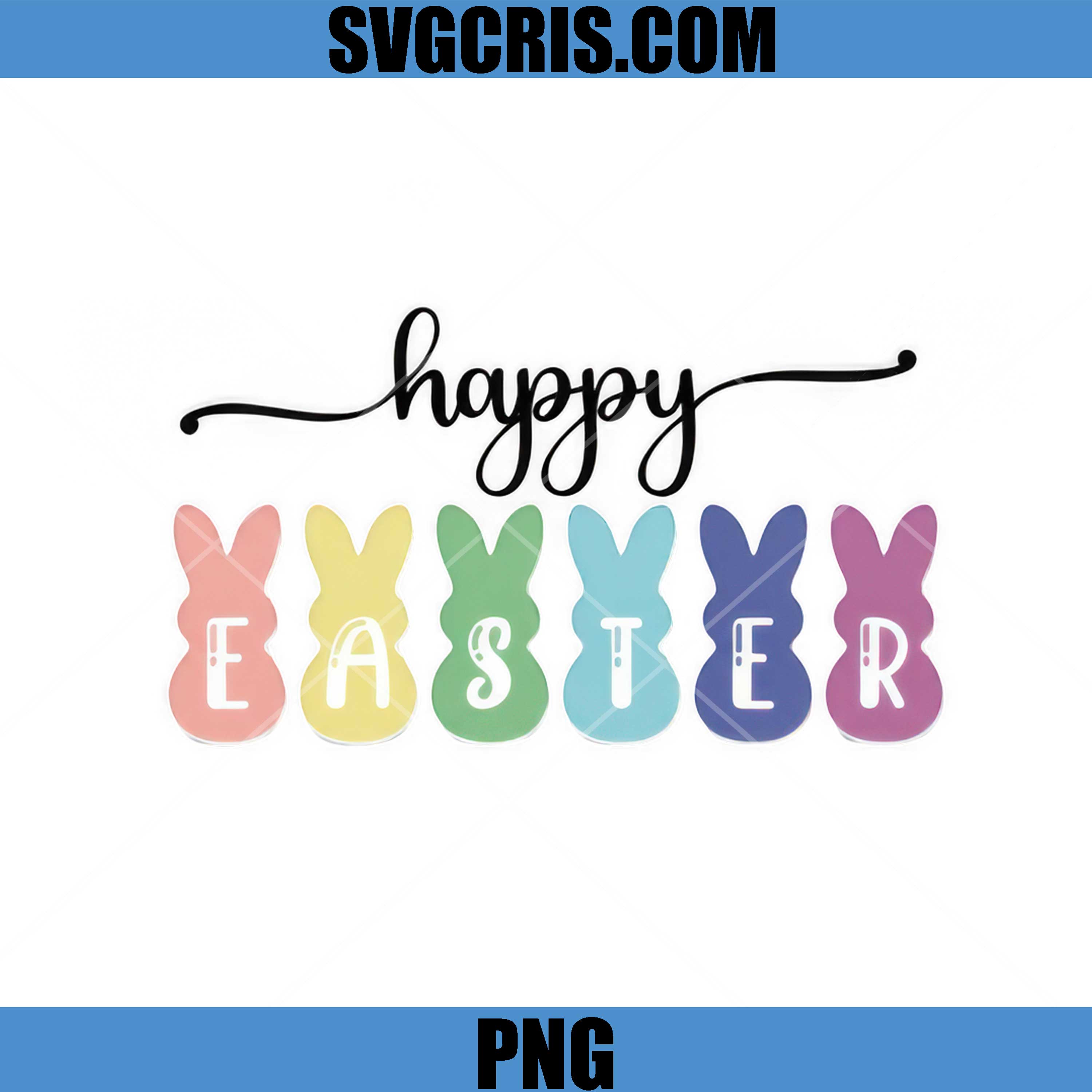Happy Easter Text PNG, Cute Bunny Letters Design PNG