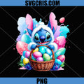 Stitch Easter Bunny With Basket Eggs PNG, Cute Stitch Easter PNG