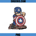 Captain America Chibi Shield Hero PNG, Marvel Captain Cute PNG