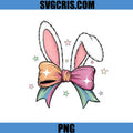 Cute Bunny Ears With Rainbow Bow Easter Design PNG, Easter Bunny Bow PNG