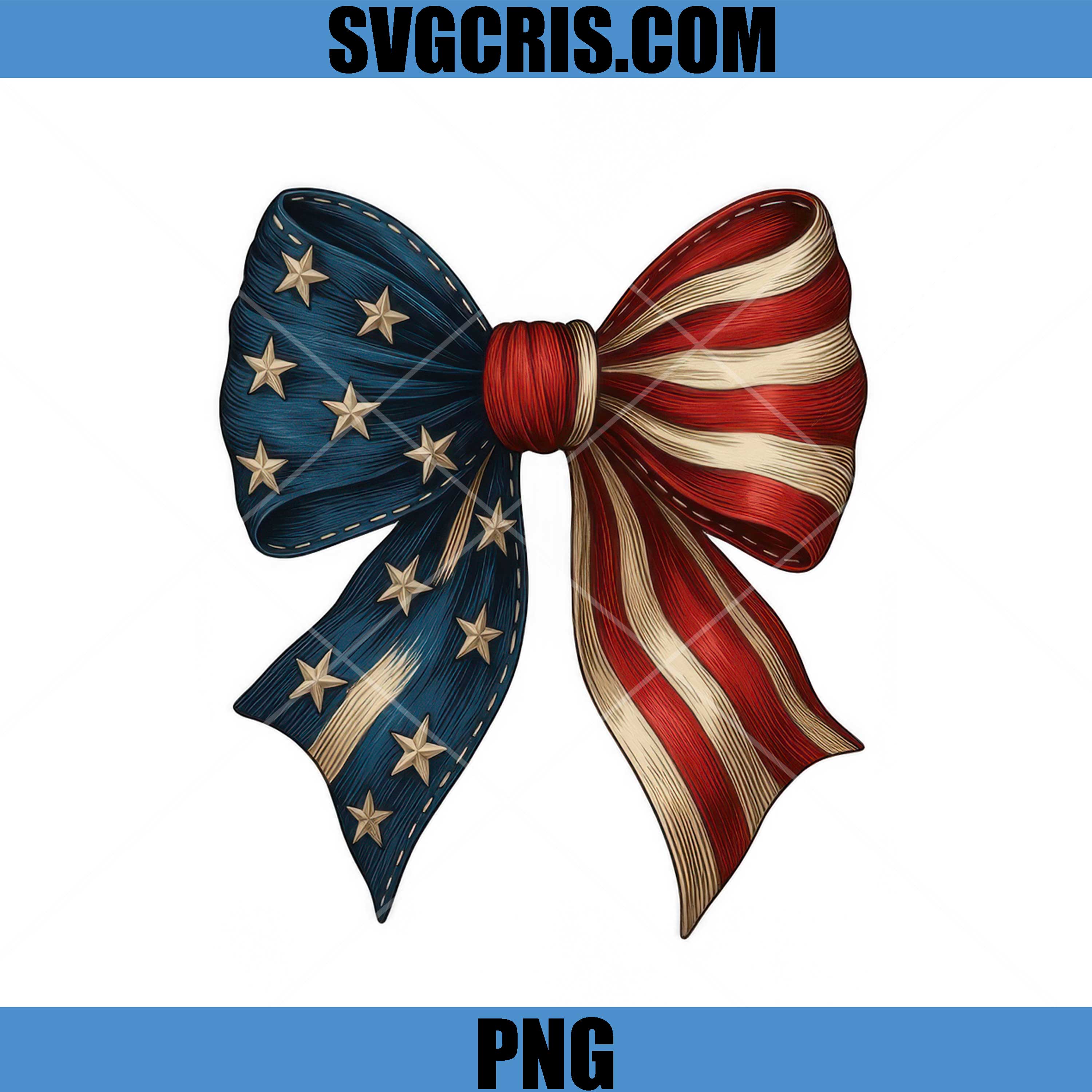 American Flag Bow PNG, Patriotic Ribbon Stars Stripes PNG