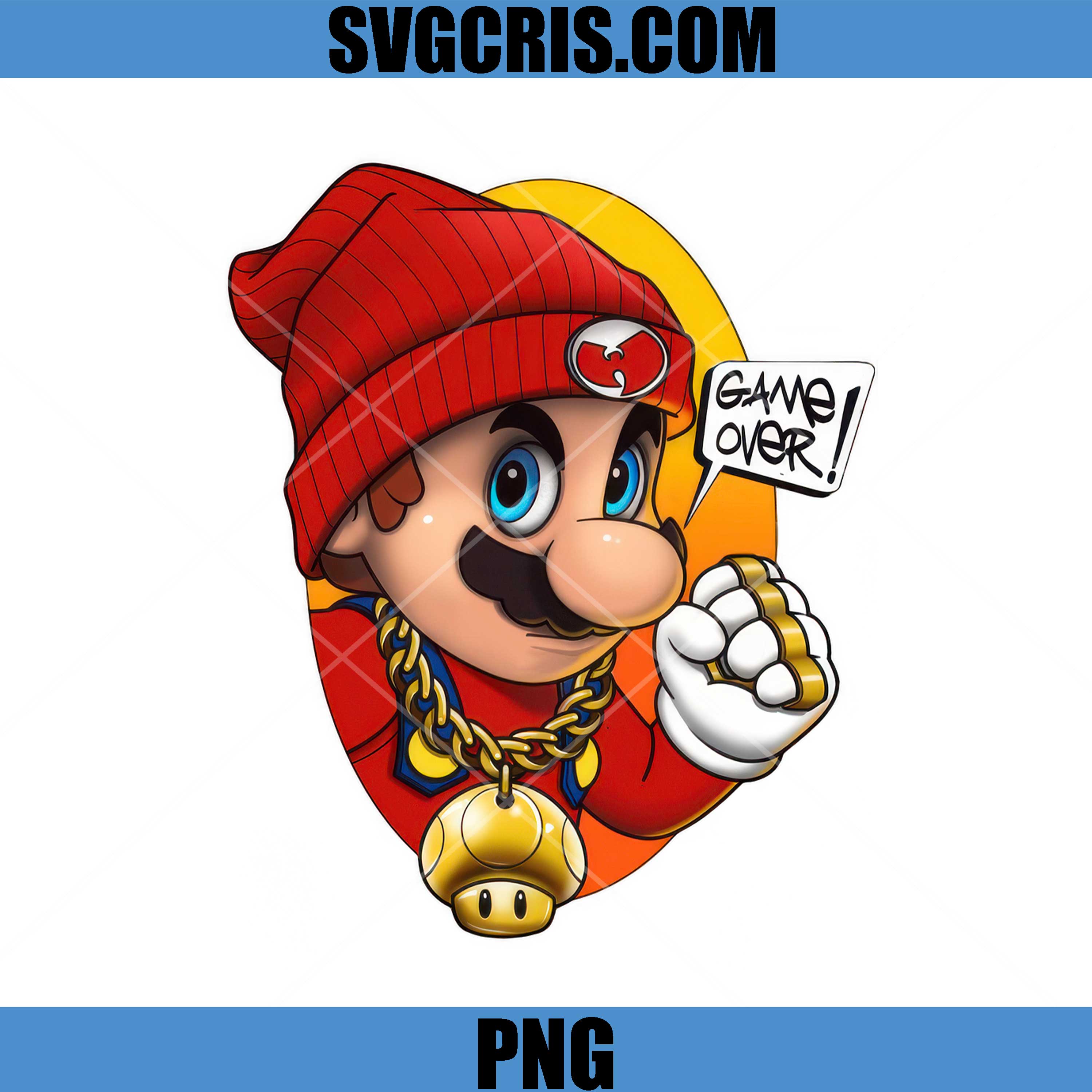 Mario With Red Beanie And Chain PNG, Game Over Cartoon Mario PNG