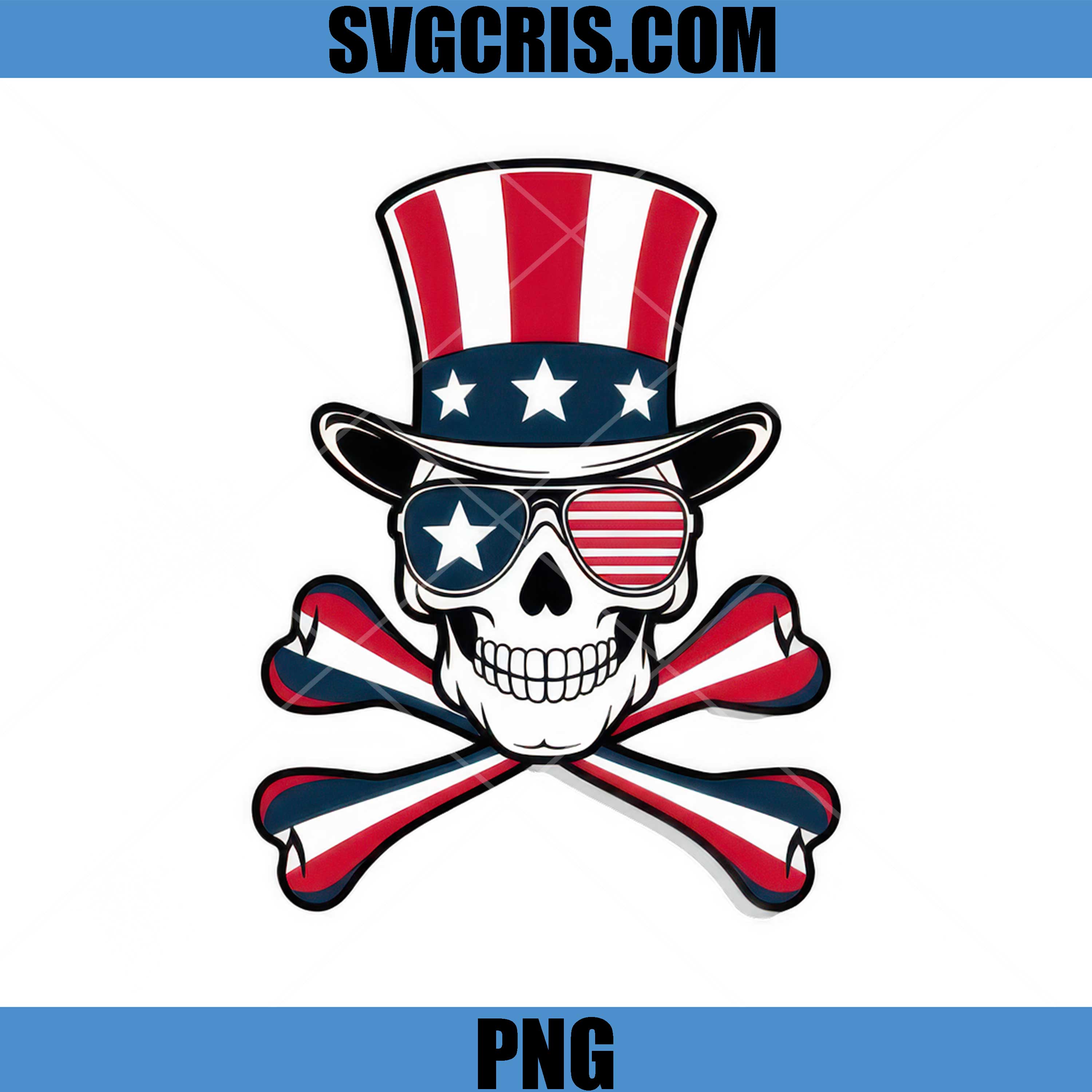 American Skull Hat PNG, USA Flag Sunglasses Skull PNG