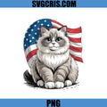 Cute Cat American Flag Patriotic PNG, USA Kitty Design PNG