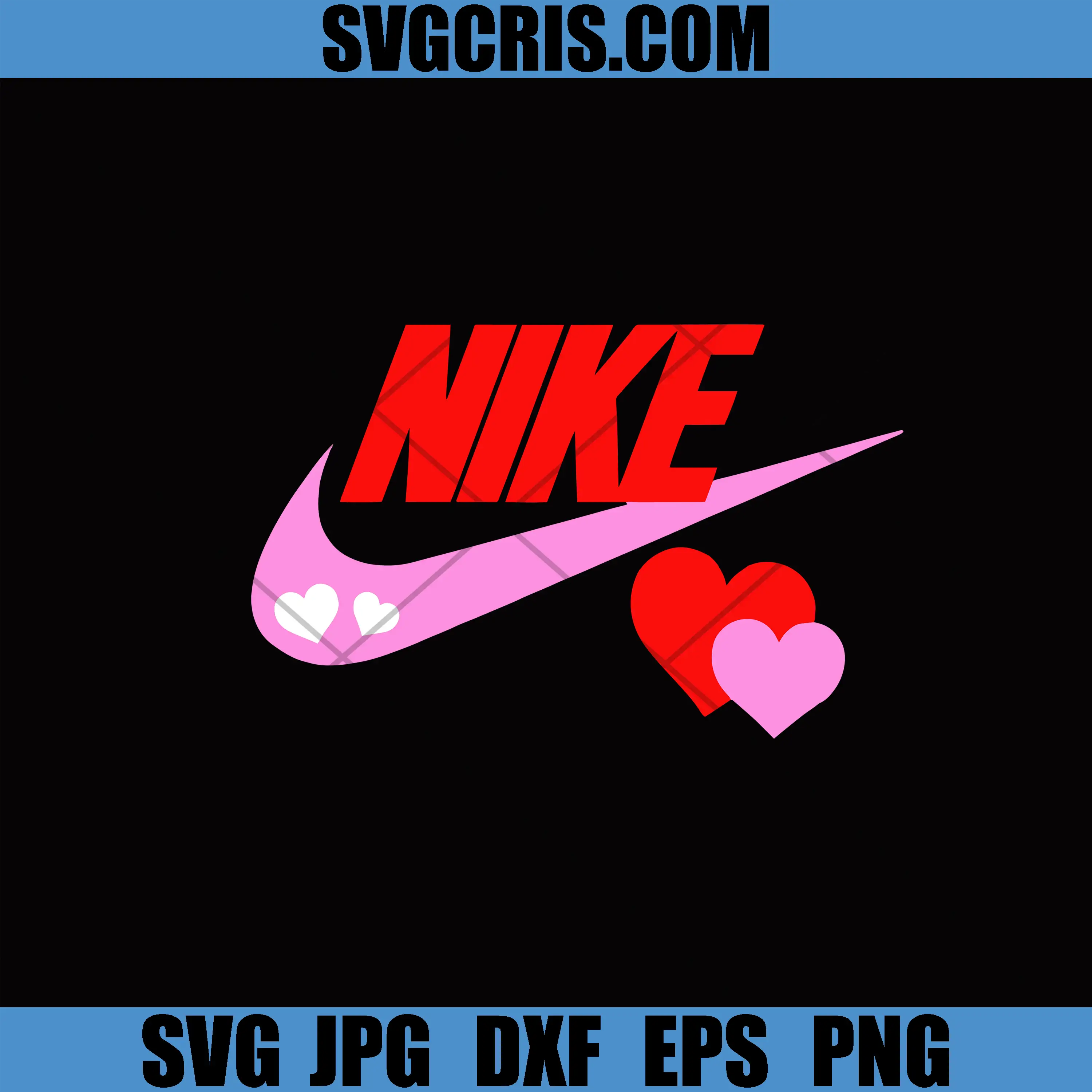 Nike Valentine Swoosh SVG, Pink Red Heart Love SVG, Valetine Day SVG