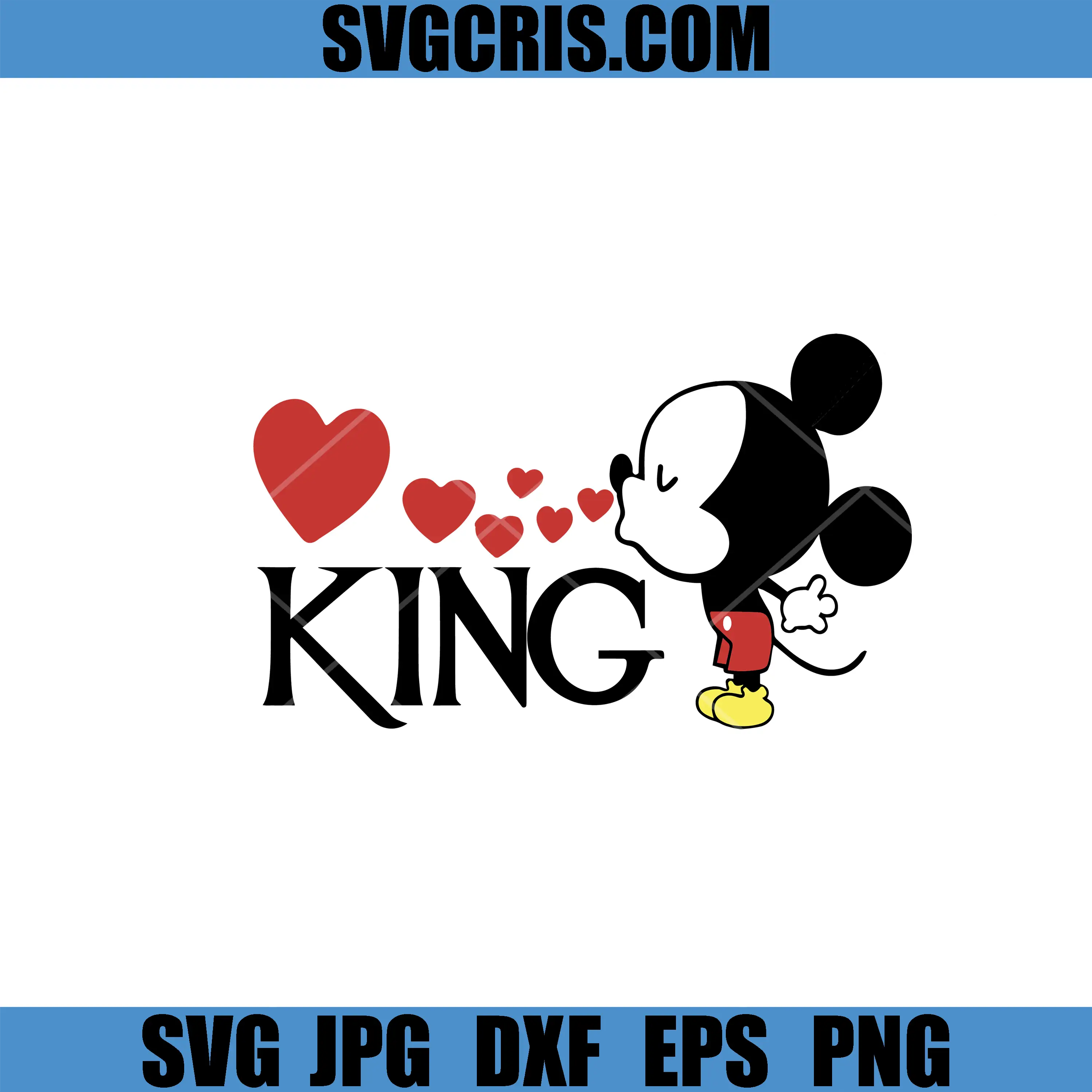 King Love Mickey Kiss SVG, Cute Valentine Cartoon SVG