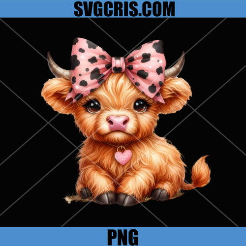 Cute Baby Cow With Pink Bow Design PNG, Kawaii Farm Animal PNG